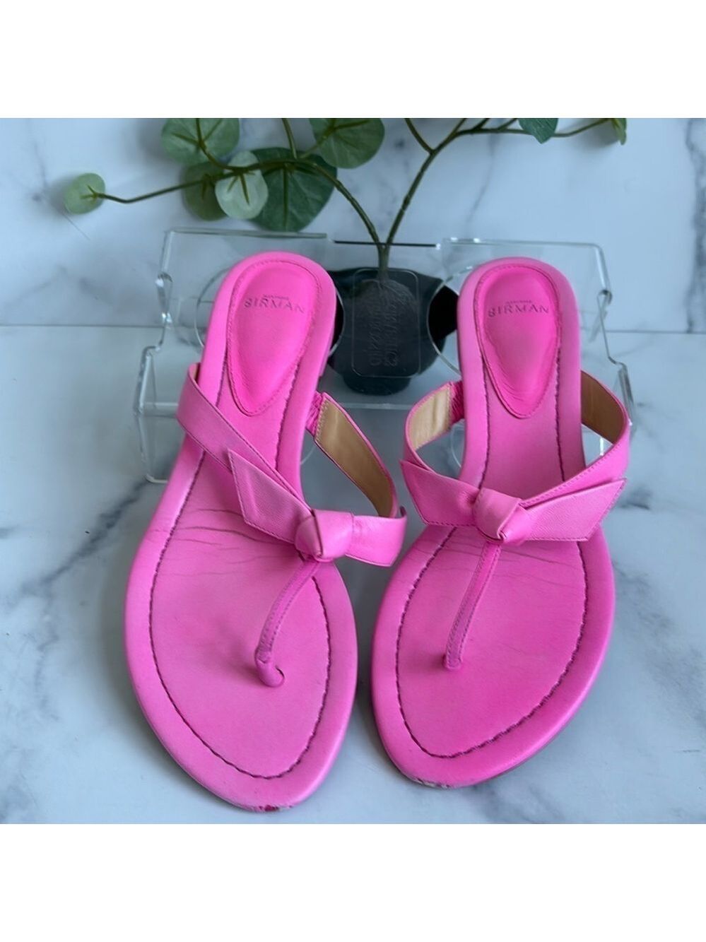 Alexandre Birman Pink Clarita Naked Leather Thong Sandals Size Italian 37 US 7